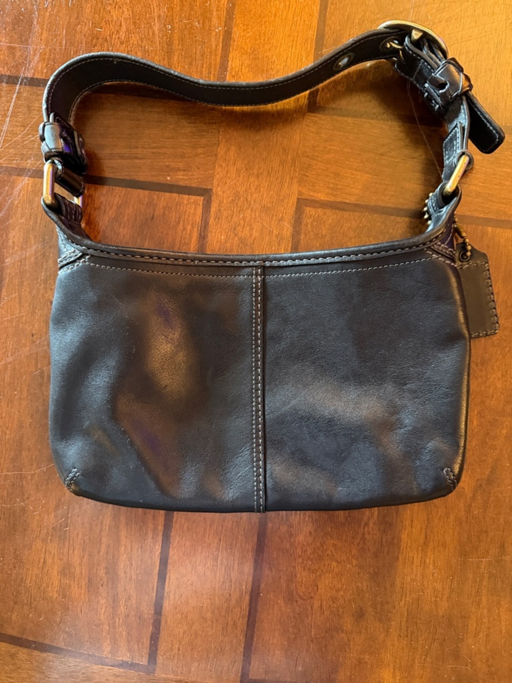 Coach Black Leather Shoulder Bag with Brass Hardware - Picture 2 of 3